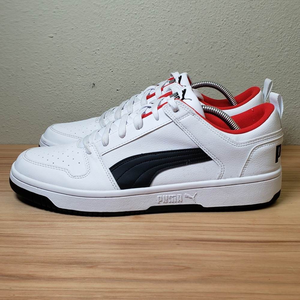 Puma Mens Size 11.5 Rebound Layup Low Top Sneakers White Black Streetwear Casual